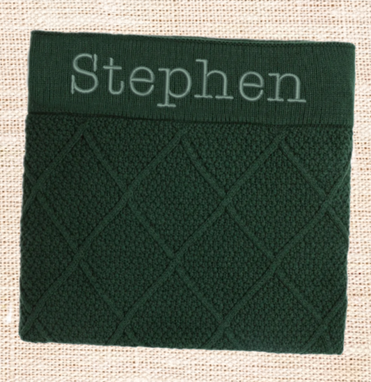 Diamond Design Personalised Baby Blanket - Green