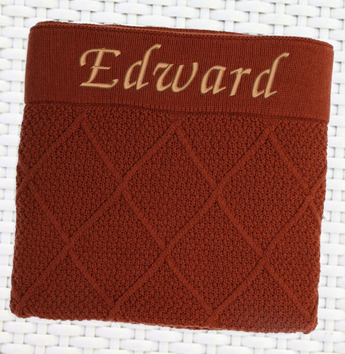 Diamond Design Personalised Baby Blanket - Rust