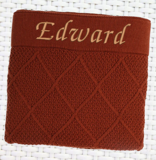 Diamond Design Personalised Baby Blanket - Rust